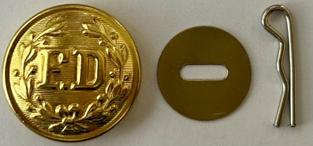 "FD" BUTTON LARGE BRASS SET - 1 "FD" Button, 1 Disc & 1 Cotter Pin - EACH